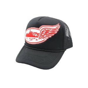 Casquette Corteiz Alcatraz Wing Trucker Noir Rouge Blanc